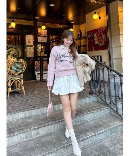 トップス Herlipto LovedoneLogoJacquardKnit Candy Loved one Logo