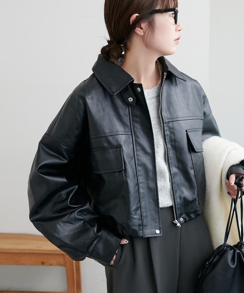 セール】【新色追加!/WEB限定】2WAYフェイクレザーブルゾン（ブルゾン