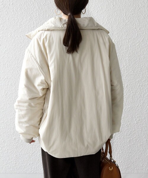 WEB限定】SHIPS any: 中綿 ダブル ジップ スタンド ブルゾン（ブルゾン