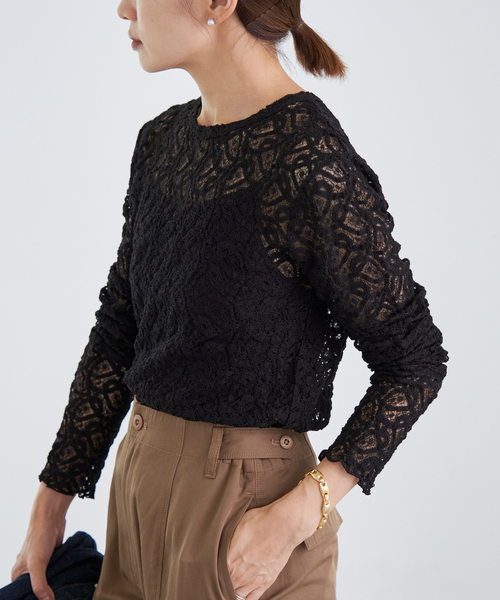 追加2》ペイズリー ストレッチレースプルオーバー（Tシャツ/カットソー