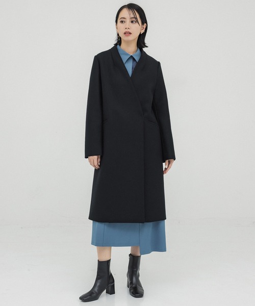 Super140カシミヤ混Vネックコート（ノーカラーコート）｜UNITED TOKYO