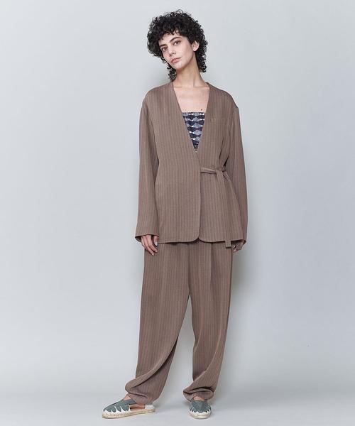 6（ロク）の「＜6(ROKU)＞STRIPE TUCK PANTS/パンツ（その他パンツ