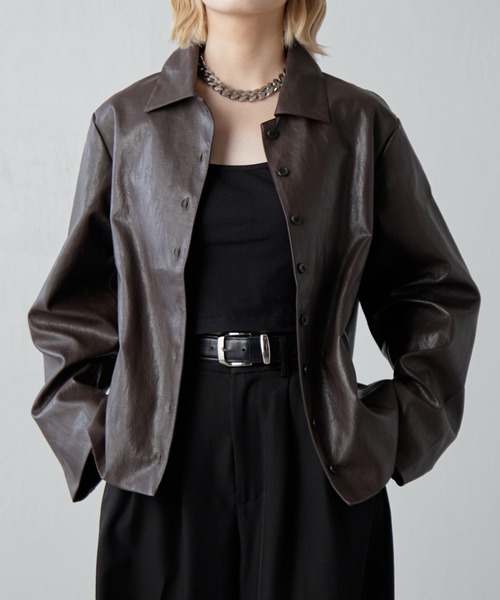 フェイクレザーシャツジャケット（テーラードジャケット）｜Lui's