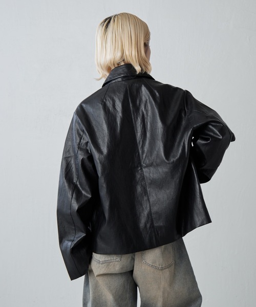 フェイクレザーシャツジャケット（テーラードジャケット）｜Lui's