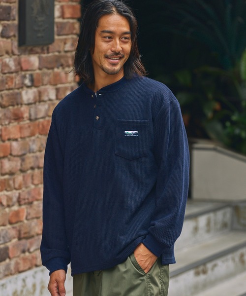 セール】マルチファンクショナル ロゴ刺繍 ビッグシルエットヘンリー