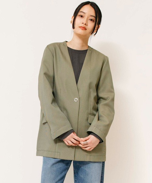 トラッドチェックノーカラージャケット | ジョンブル公式通販/JOHNBULL