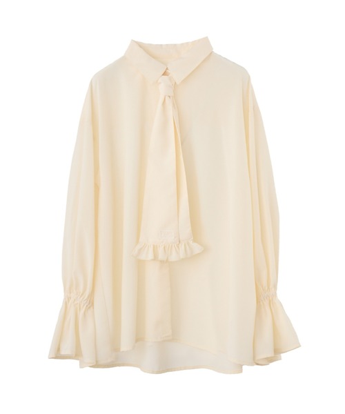 volume sleeve frill tie blouse / タイ付きブラウス（シャツ/ブラウス