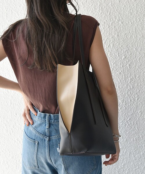 SHIPS any: ポーチ付き バイカラー A4 トート バッグ（トートバッグ