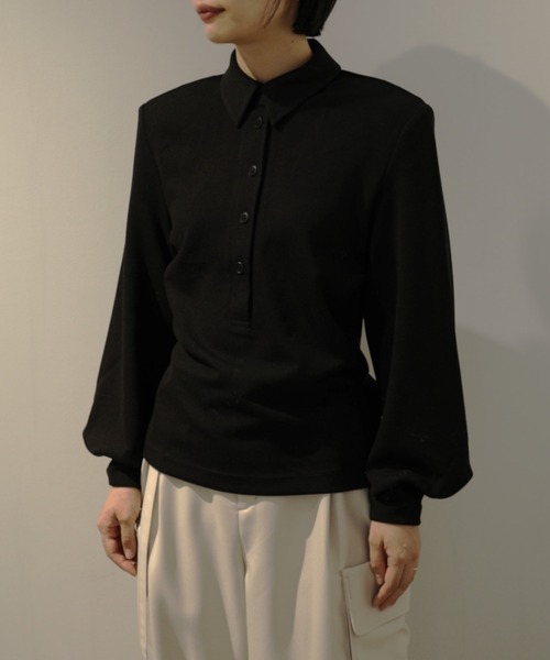 CLANE（クラネ）の「CLANE POWER SHOULDER POLO TOPS（Tシャツ