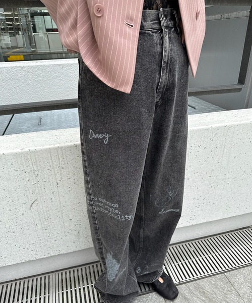 セール】PAINT MOTIF PRINT DENIM PANTS（デニムパンツ）｜Ameri