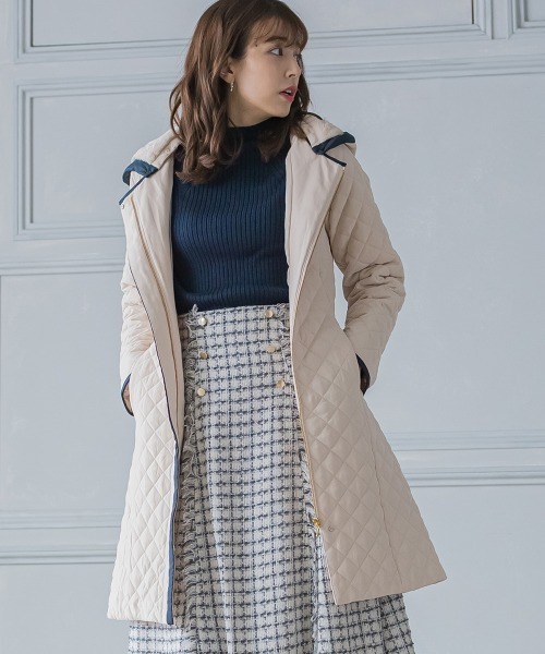 ketty（ケティ）の「2WAY配色パイピングダイヤ柄キルティングコート