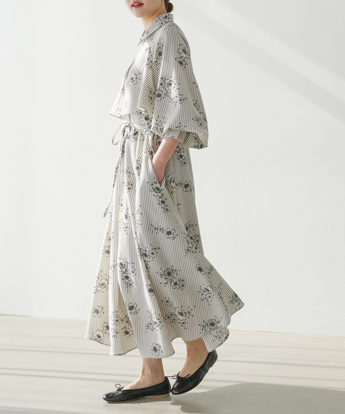 IENA（イエナ）の「《追加》ストライプフラワーサッシュワンピース