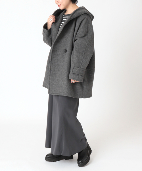 B.C STOCK（ベーセーストック）の「フード付きミドル丈コクーンコート