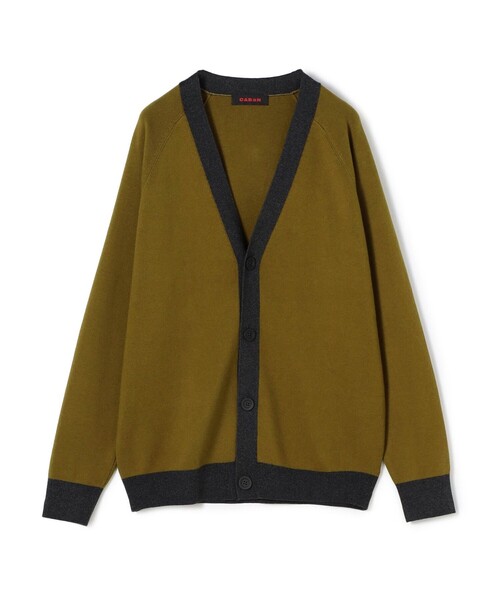 CABaN コットンカシミヤ バイカラーVネックカーディガン（カーディガン