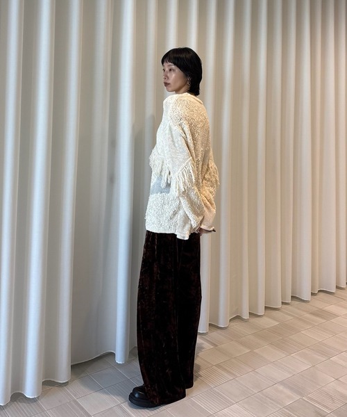 Ameri（アメリ）の「DOCKING PATTERN FRINGE KNIT（ニット/セーター