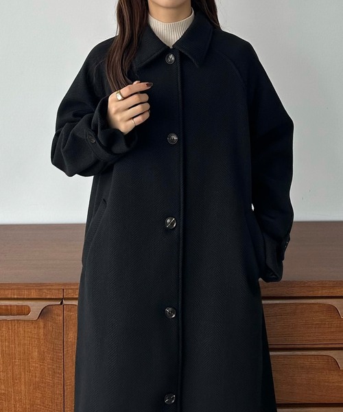 callautia（カラウティア）の「ヘリンボーンステンカラーロングコート