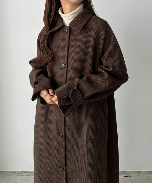callautia（カラウティア）の「ヘリンボーンステンカラーロングコート