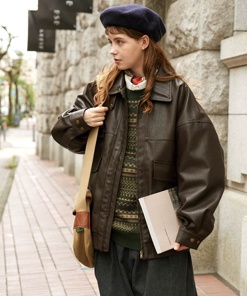 ジャガード柄クルーネックニットプルオーバー MONO-MART LADY'S│MONO