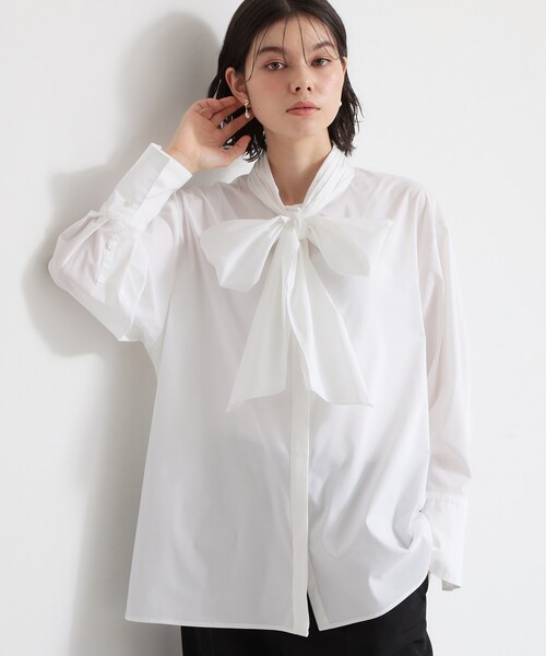 セール】【通勤・セレモニー】タックボウタイブラウス（シャツ
