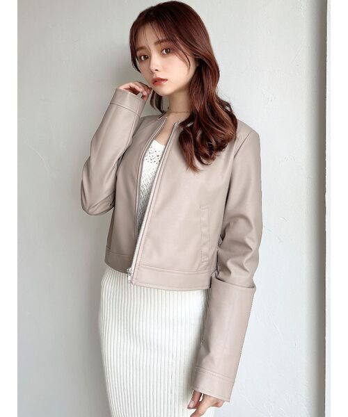 RESEXXY（リゼクシー）の「ノーカラーフェイクレザージャケット（ノー