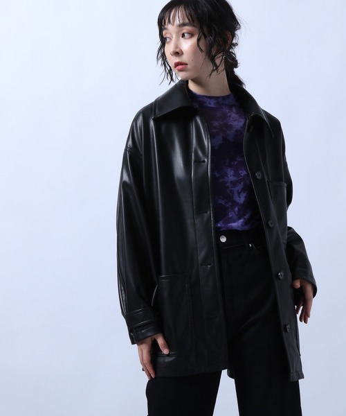 HARE（ハレ）の「シンセティックレザーカバーオールジャケット(HARE