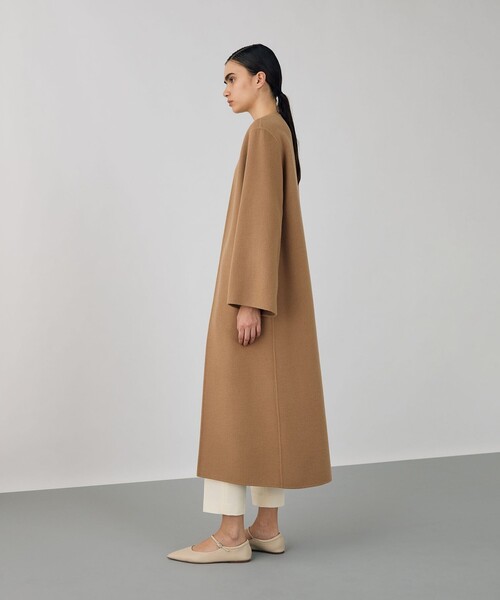 セール】ライトダブルフェイスシャギー ストール付きコート（ノー