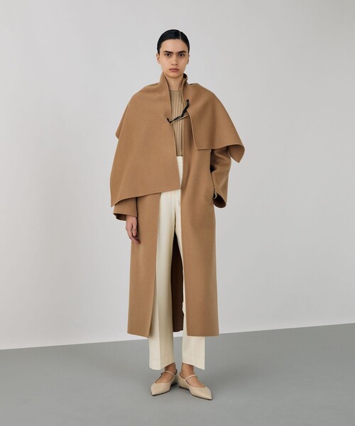 セール】ライトダブルフェイスシャギー ストール付きコート（ノー