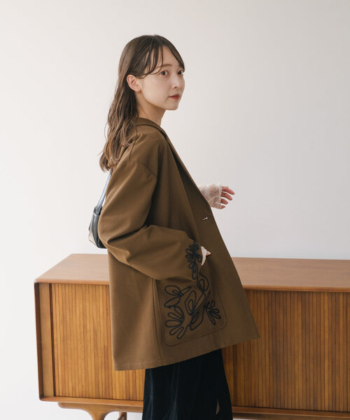 Kastane（カスタネ）の「*【セットアップ対応】刺繍グランパジャケット