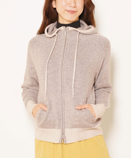 カシミヤ100%ニットパーカーフード付き（パーカー）｜sankyo shokai