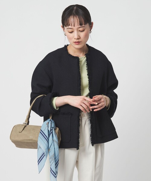 セール】［size SHORTあり］ミックス ツイードライク ポケット ノー