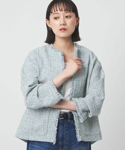 セール】［size SHORTあり］ミックス ツイードライク ポケット ノー