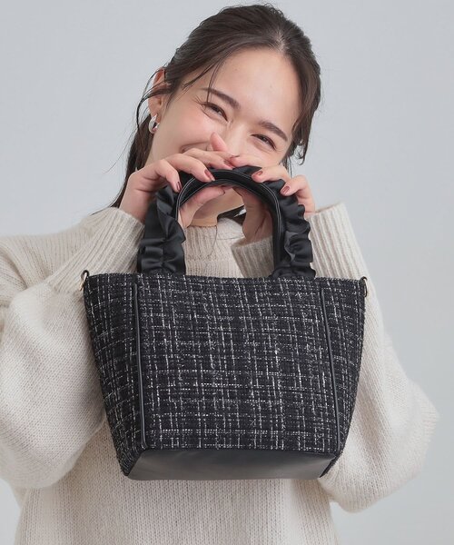 セール】フリルハンドルツイードトートバッグ（トートバッグ）｜SHOO