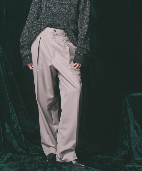 UNISEX》Wool Mix Prime Wide One-Tuck Wide Pants/ウールミックス
