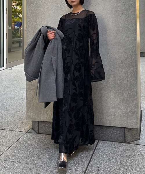 SHEER JACQUARD A LINE DRESS（ドレス）｜Ameri（アメリ）の