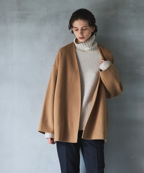 N.O.R.C（ノーク）の「ミドル丈リバーコート（ノーカラーコート）」 - WEAR