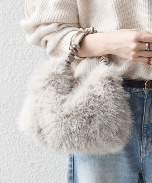 SHIPS any: 2WAY フェイクファー ギャザー ショルダー バッグ