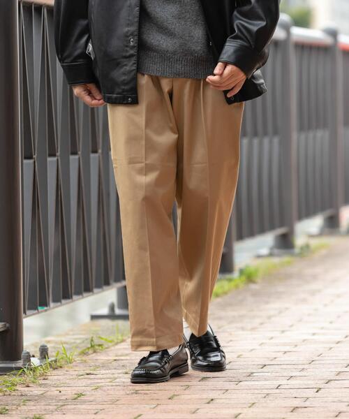 セール】『XLサイズあり』ストレッチチノ1タックワイドスラックス