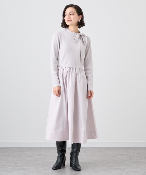 ANAYI（アナイ）の「リボン付タフタドッキングワンピース（ワンピース