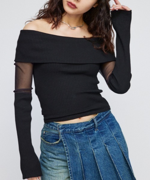 LAGUA GEM（ラグアジェム）の「SHEER DOCKING OFF SHOULDER トップス
