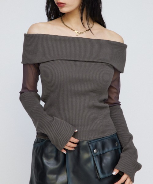 LAGUA GEM（ラグアジェム）の「SHEER DOCKING OFF SHOULDER トップス