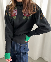Ameri（アメリ）の「CROSS STITCH MESH KNIT TOP（ニット/セーター