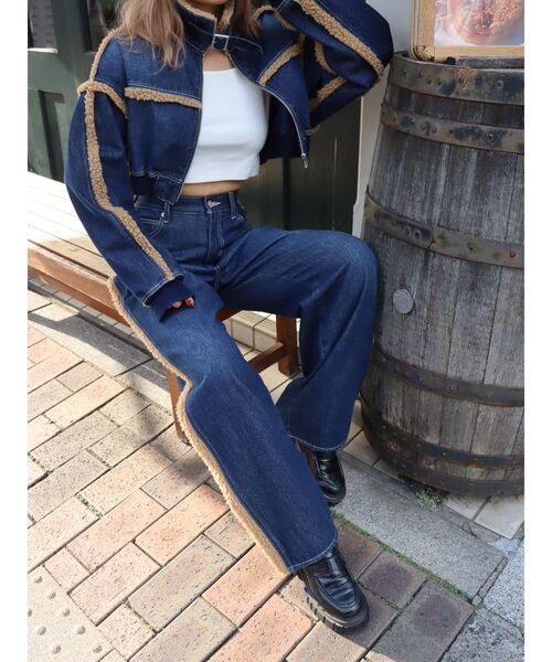 EVRIS（エヴリス）の「デニムボアブルゾン【セットアップ着用可能