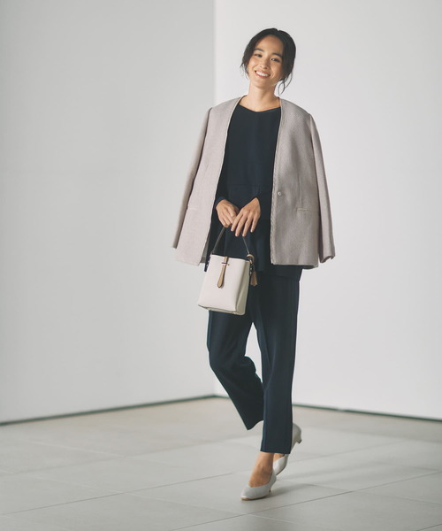 ツイードVネックロングジャケット（テーラードジャケット）｜URBAN