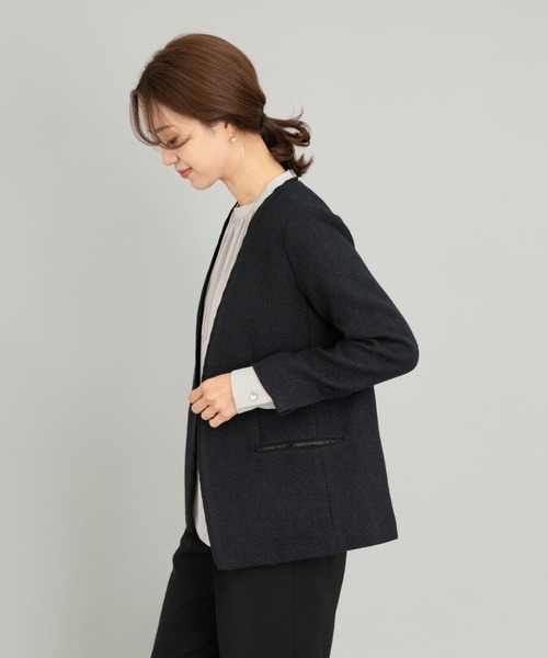 ツイードVネックロングジャケット（テーラードジャケット）｜URBAN