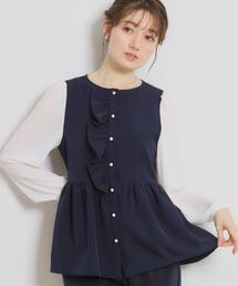 ペプラム」に該当するトップス（ブルー・ネイビー/青色系・フリル