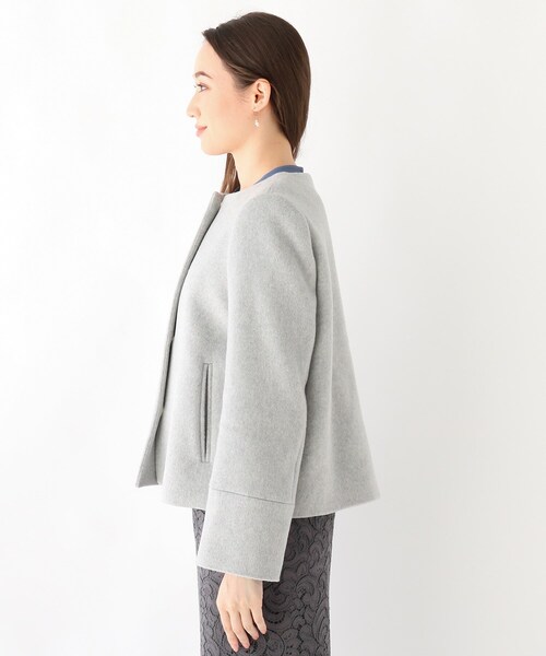 index（インデックス）の「◇カシミヤ混ノーカラーショートコート【WEB