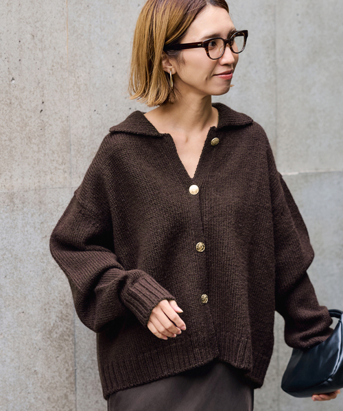 セール】≪追加≫メタルボタン衿付きカーディガン（カーディガン