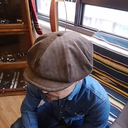 受注製作) No7 L ~60cm 4枚パネルメンズキャスケット コーデュロイ
