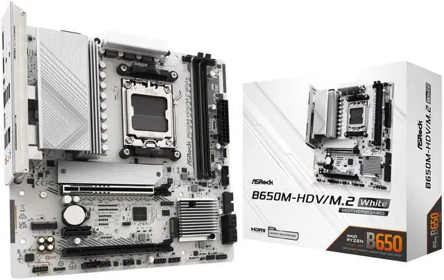 ASRock B650M-HDV/M.2 White AM5 Micro ATX Motherboard - Newegg.com