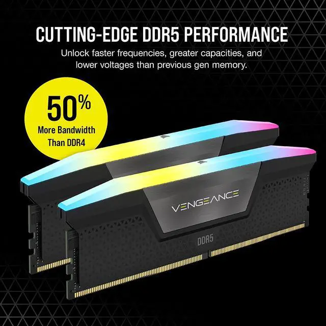 CORSAIR Vengeance RGB 32GB (2 x 16GB) 288-Pin PC RAM DDR5 7200